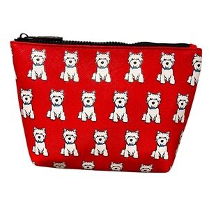 NWOT Marc Tetro West Highland Terrier Red Cosmetic Bag Westie Makeup Pouch Scott